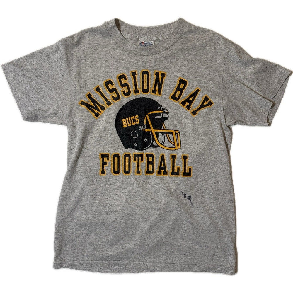 VINTAGE Mission Bay Football T-Shirt Hanes Fifty Fifty Sz Medium - Picture 1 of 10